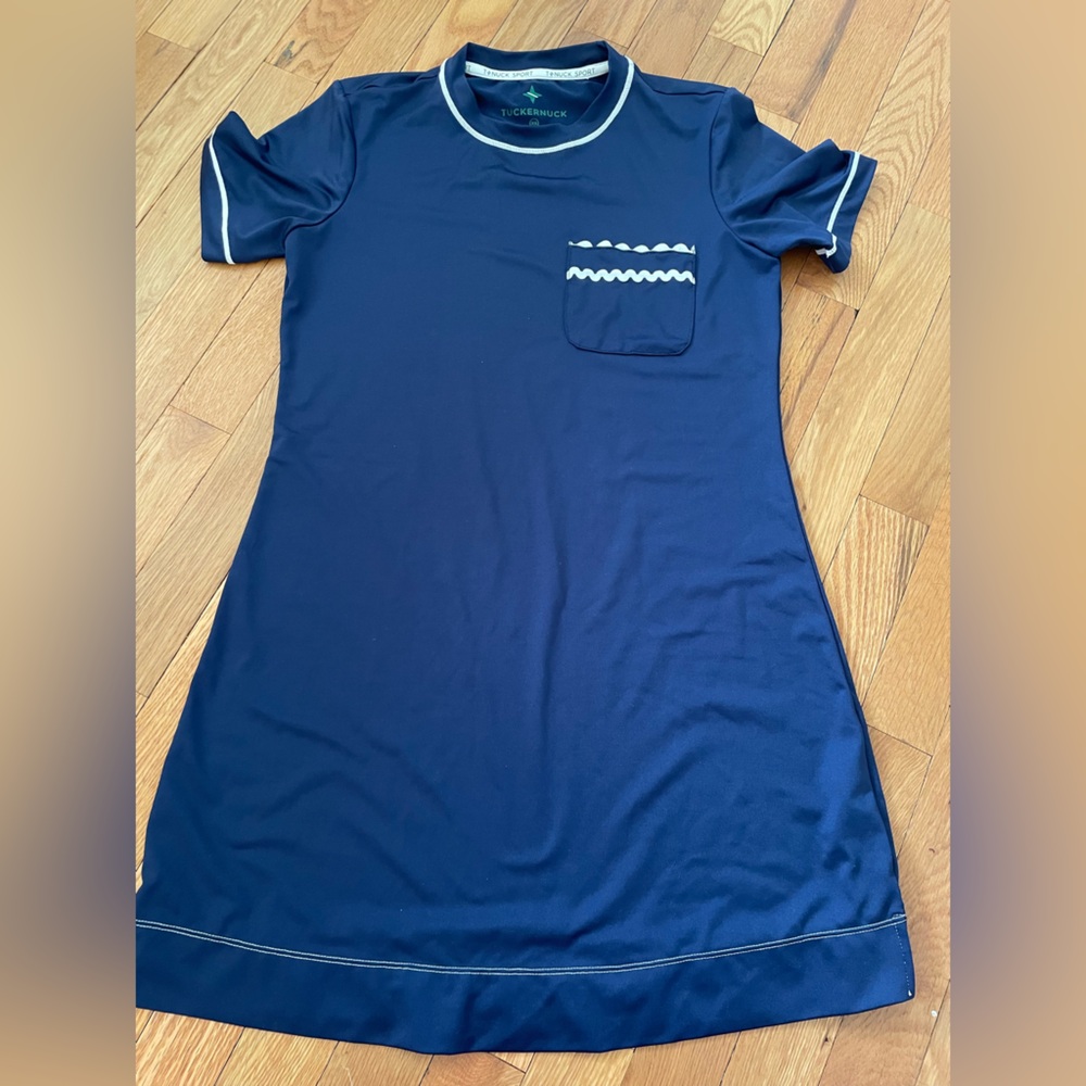 Tuckernuck Navy and White Sport Dress with Mint Logo